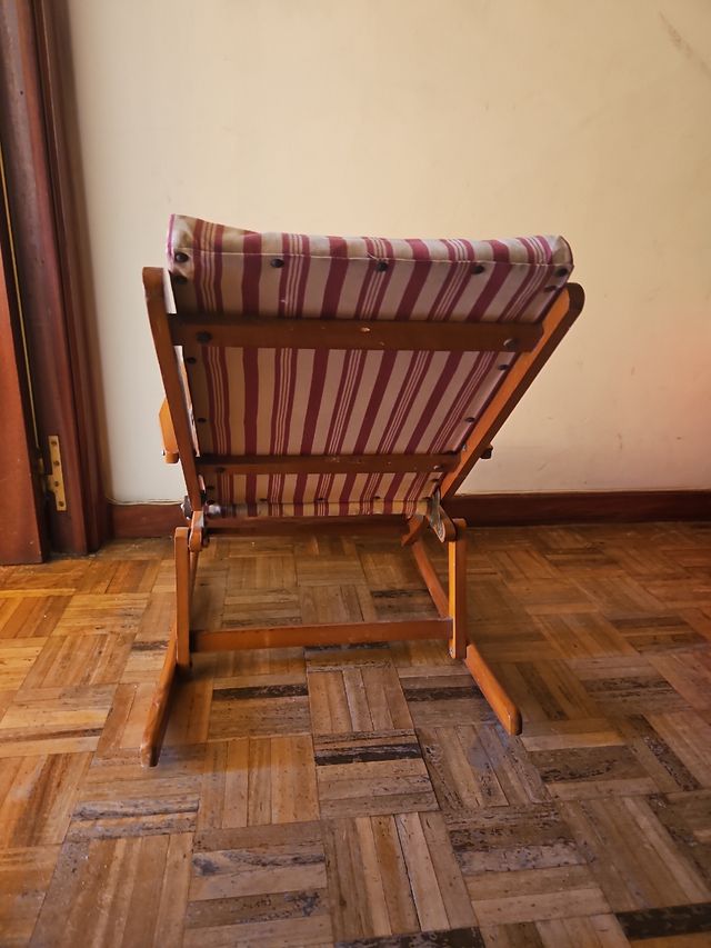 Silla mecedora infantil - madera, rojo-beige