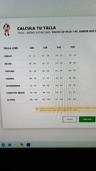 Mono Alpinestars niño talla 140