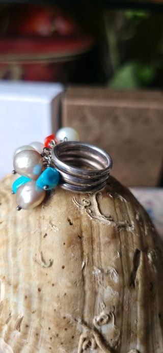 Anillo Tous: Perlas, Coral & Turquesa