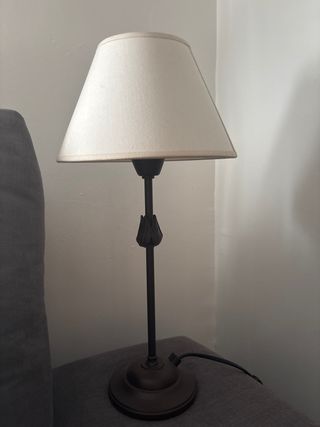 Lámpara mesa marrón - blanca