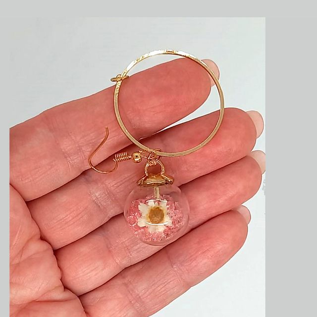 Pendientes fantasía dorados rosa