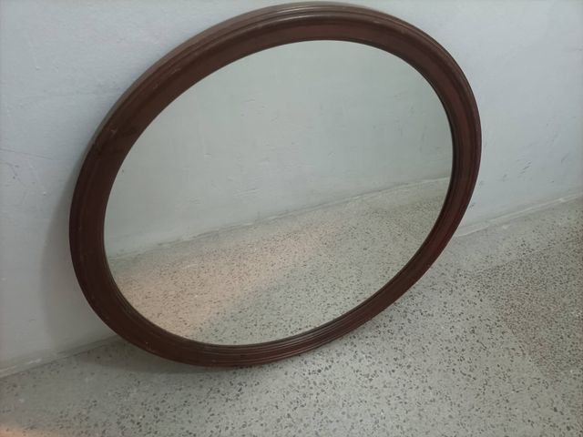 Espejo circular marrón