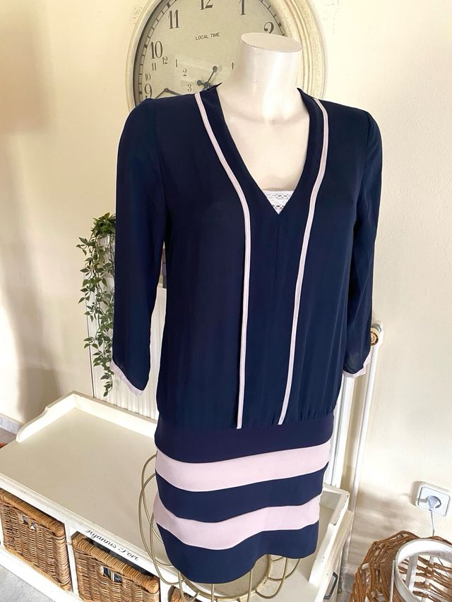 Vestido azul y rosa, talla M