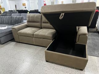 Sofa cama chaise longue beige