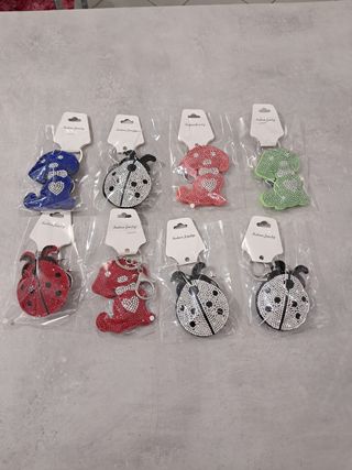 8 Portachiavi Coccinella & Cane Strass