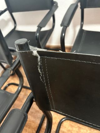 4 sillas retro metal piel sintética negras