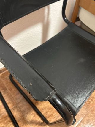 4 sillas retro metal piel sintética negras