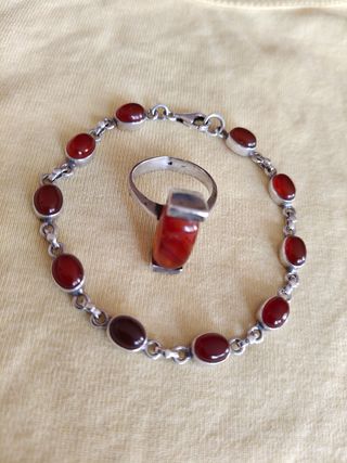 Pulsera y anillo Agatha marrón 