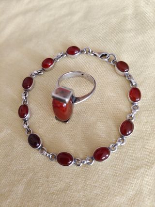 Pulsera y anillo Agatha marrón 