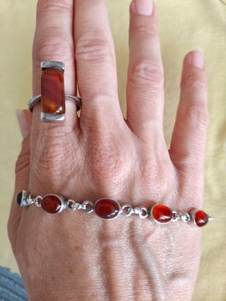 Pulsera y anillo Agatha marrón 