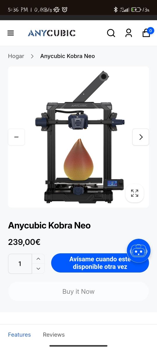Impresora 3D Anycubic Kobra Neo - Negra