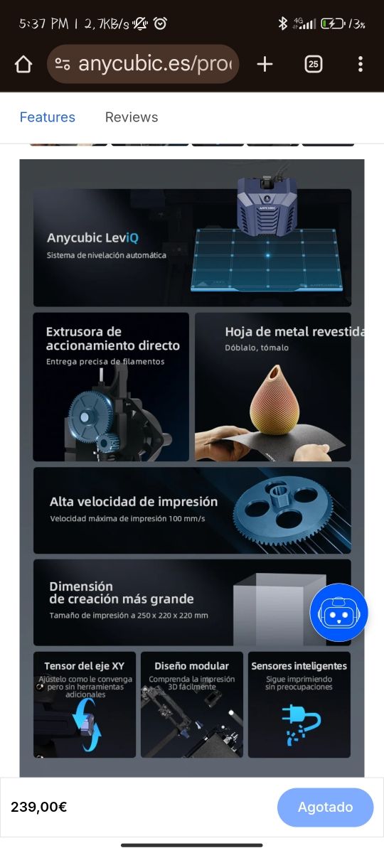 Impresora 3D Anycubic Kobra Neo - Negra