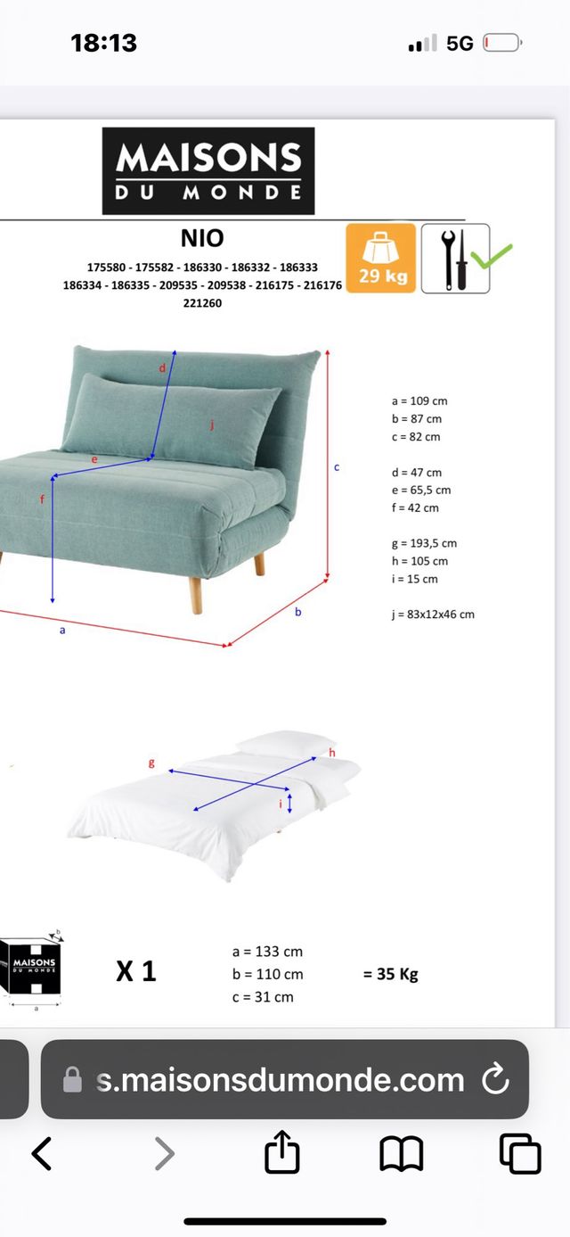 Sofá cama individual Maisons du Monde