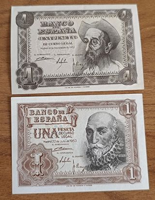 2 BILLETES 1 PTS ESPAÑA 1951 Y 1953