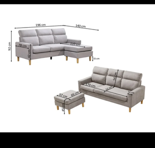 Sofá chaise longue gris - AGORA
