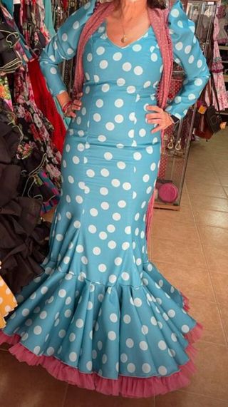 Traje Flamenca lunares turquesa - 40/42
