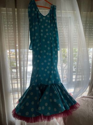 Traje Flamenca lunares turquesa - 40/42