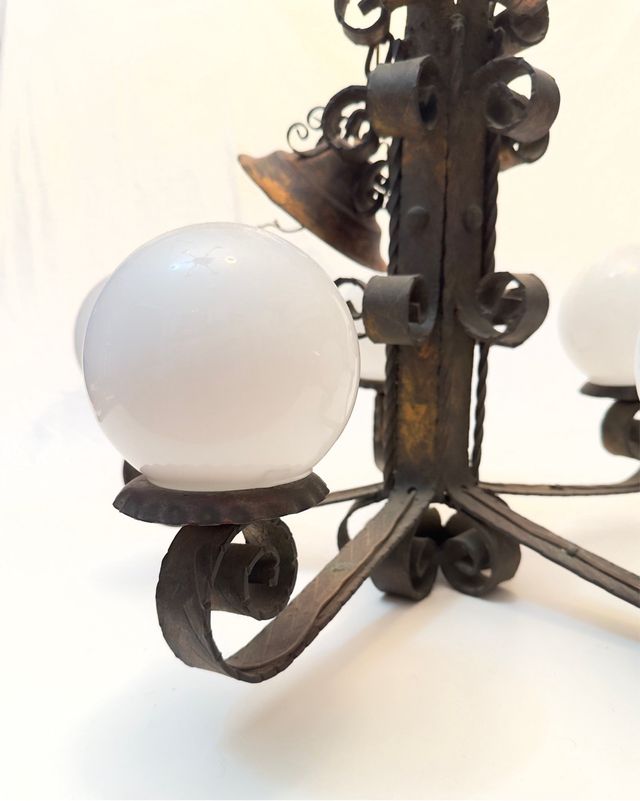 Lámpara techo vintage metal y cristal