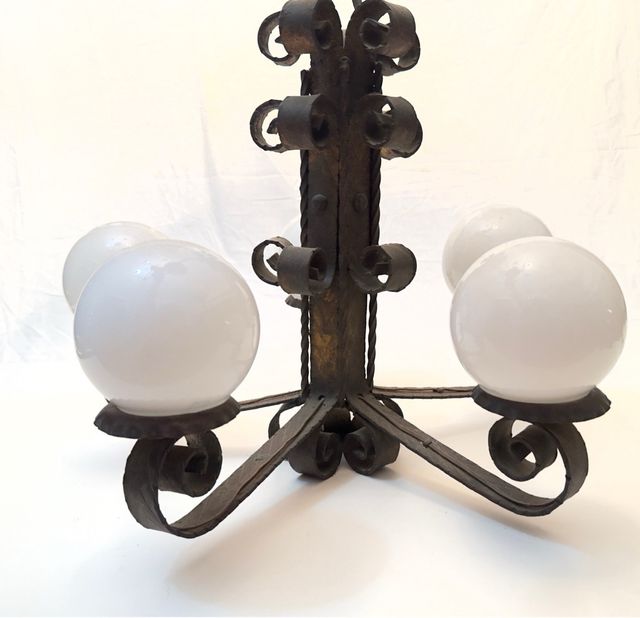 Lámpara techo vintage metal y cristal