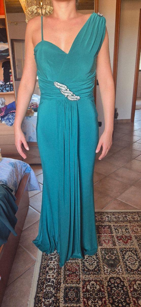 Vestito lungo verde cerimonia