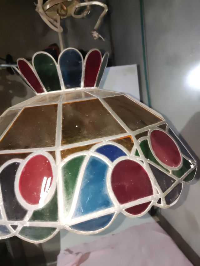 Lampara Tiffany antigua multicolor