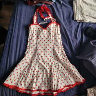 Vestido corsé rojo y blanco talla 30 de UK
