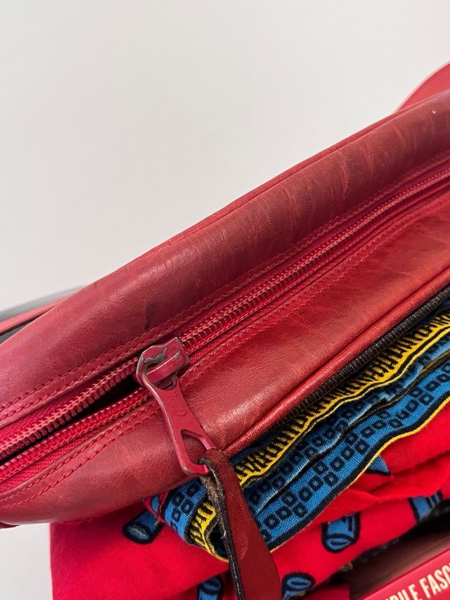 Borsa a tracolla vintage nera e rossa