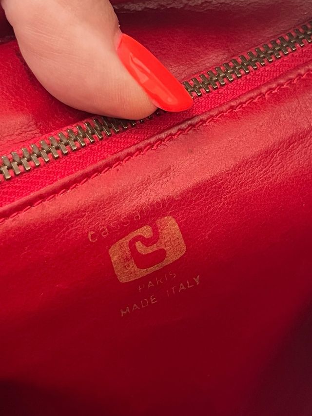 Borsa a tracolla vintage nera e rossa