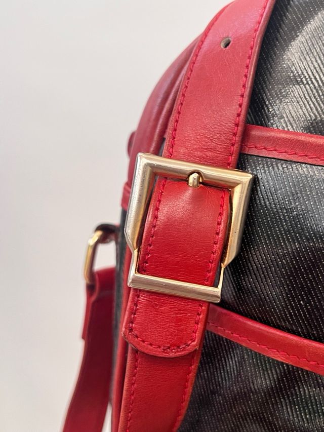 Borsa a tracolla vintage nera e rossa