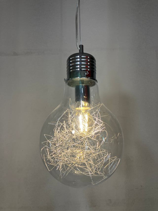 Lampadario a "lampadina" metallo/vetro d.22