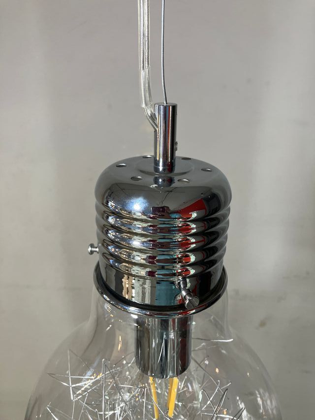 Lampadario a "lampadina" metallo/vetro d.22