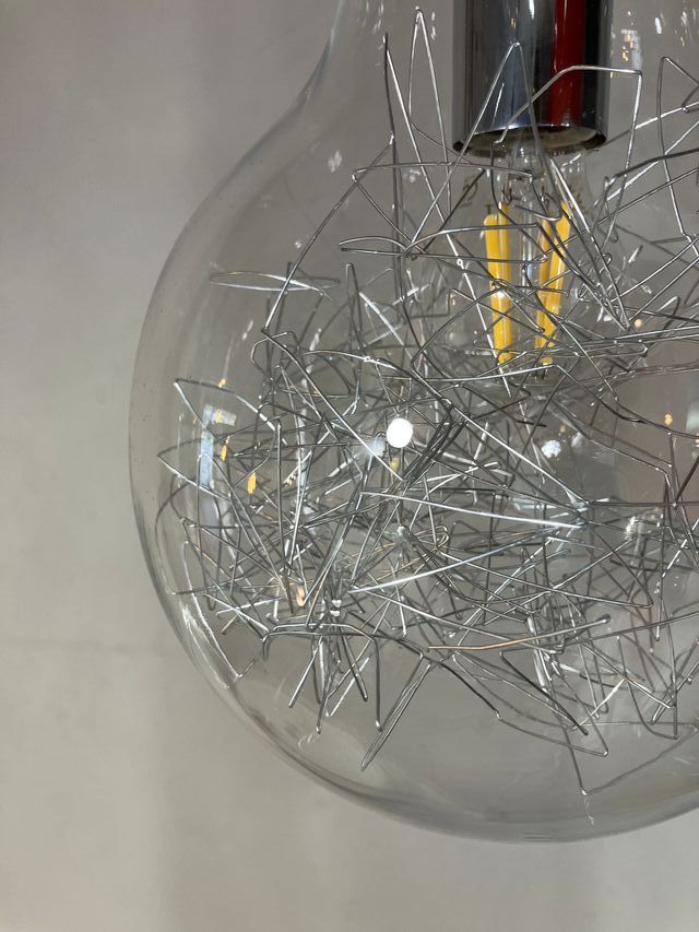 Lampadario a "lampadina" metallo/vetro d.22