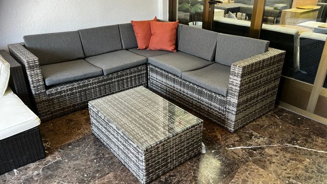 Sofá rinconera exterior - ratán