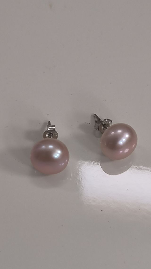 Pendientes perlas rosas plata