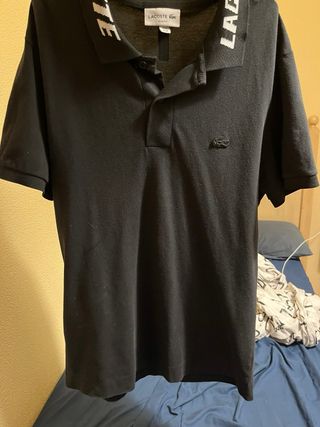 Polo Lacoste negro-blanco