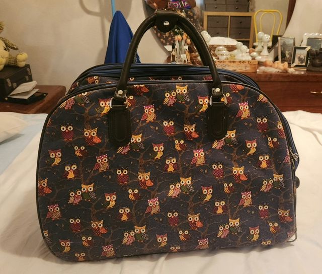 Maleta viaje búhos - Azul multicolor