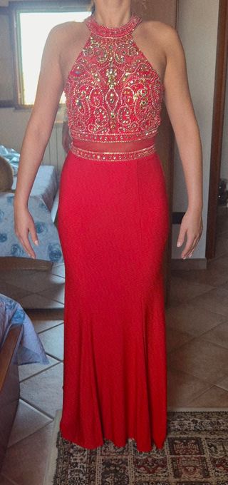 Vestito rosso cerimonia lungo