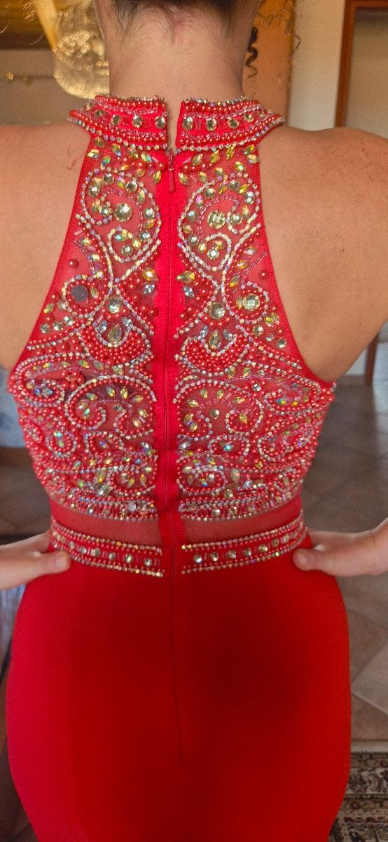 Vestito rosso cerimonia lungo