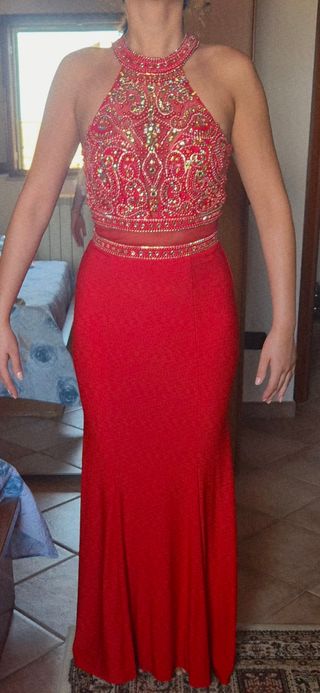 Vestito rosso cerimonia lungo