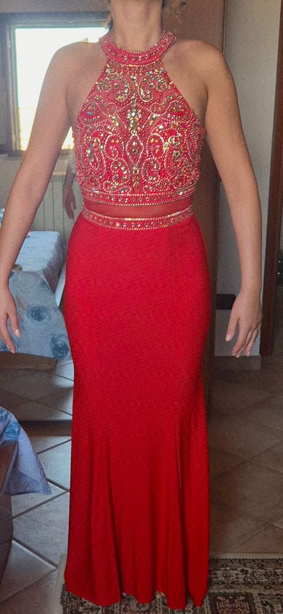 Vestito rosso cerimonia lungo