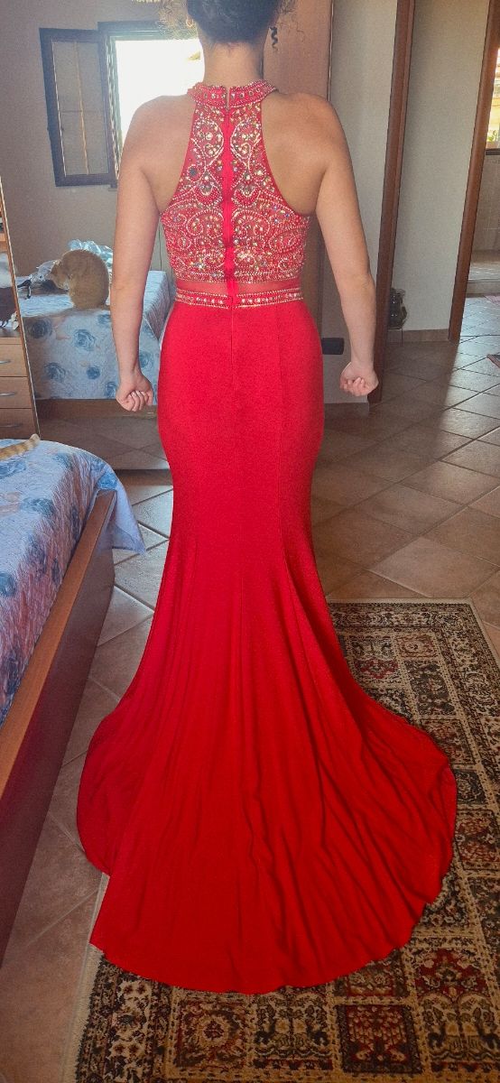 Vestito rosso cerimonia lungo