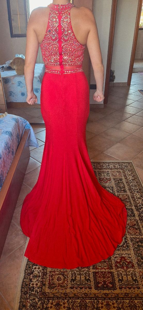 Vestito rosso cerimonia lungo