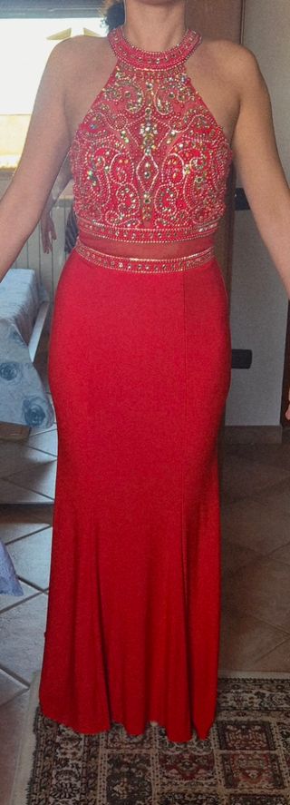 Vestito rosso cerimonia lungo