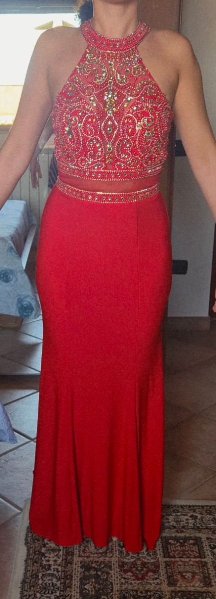 Vestito rosso cerimonia lungo