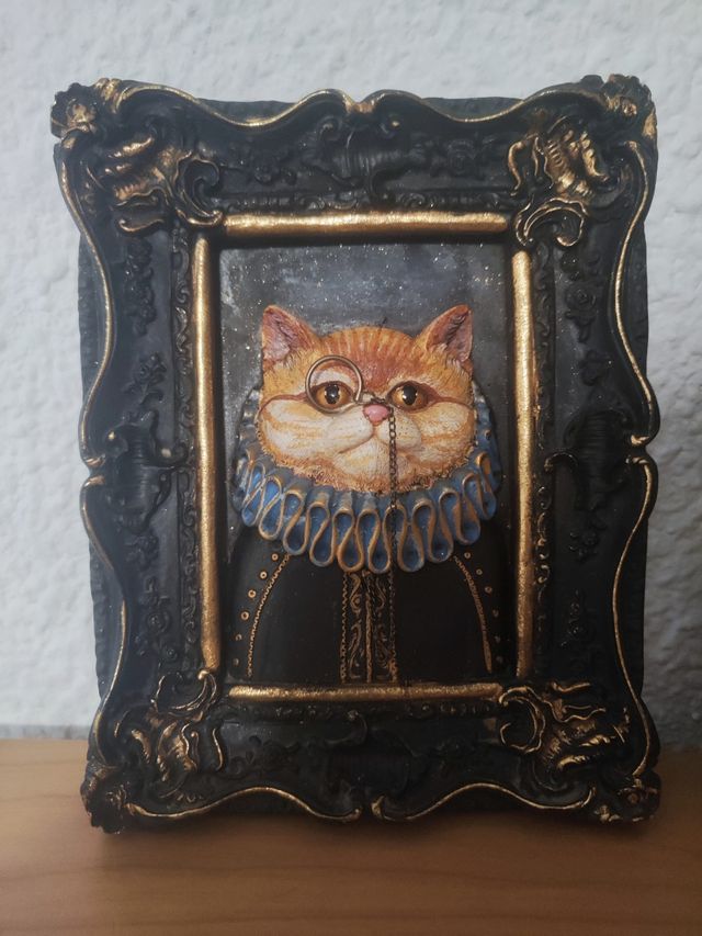 2 cuadros de gatos,  Vintage, en relieve