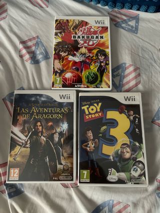 3 juegos Wii: Bakugan, Aragorn, Toy Story 3