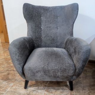 Sillón orejero gris - Tela