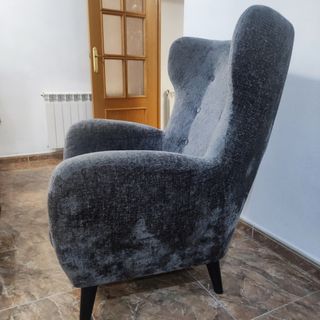 Sillón orejero gris - Tela