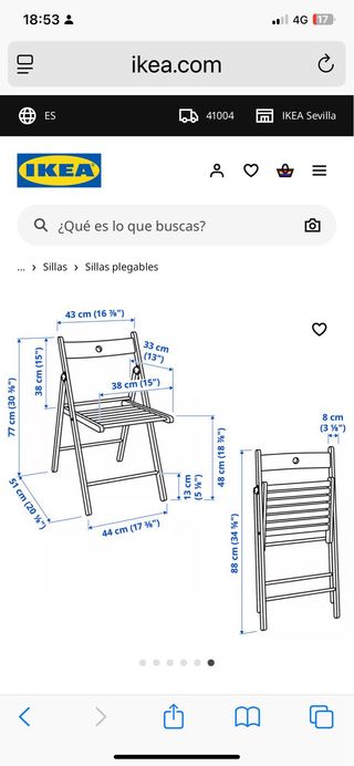 Silla plegable blanca madera
