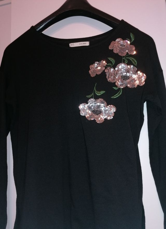 Camiseta Sfera negra lentejuelas T-M